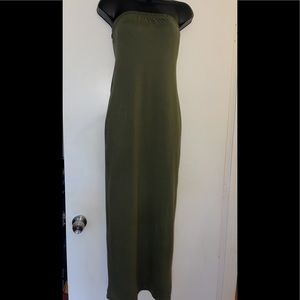 Olive Green fitted maxi dress